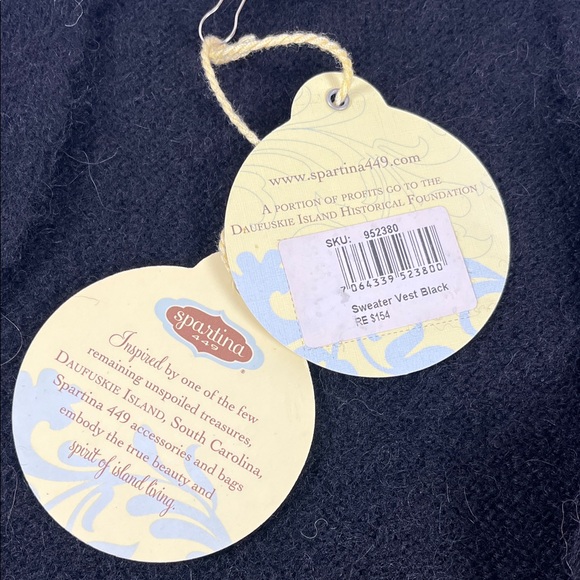 Spartina 449 Alpaca Blend Black Sleeveless Cardigan Vest Sz S - Picture 6 of 9